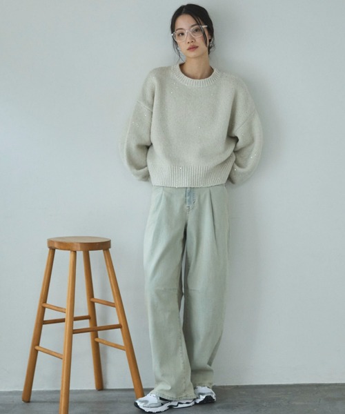 Doux archives（ドゥアルシーヴ）の「HANA TUCK CURVE TAPERED（デニムパンツ・レディース・ピンク/サックスブルー/ブルー・SMALL/MEDIUM）」の4枚目の写真