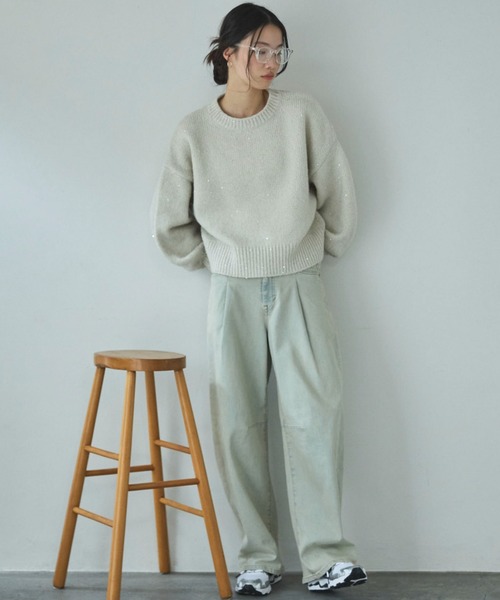 Doux archives（ドゥアルシーヴ）の「HANA TUCK CURVE TAPERED（デニムパンツ・レディース・ピンク/サックスブルー/ブルー・SMALL/MEDIUM）」の6枚目の写真