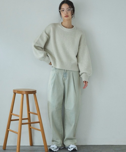 Doux archives（ドゥアルシーヴ）の「HANA TUCK CURVE TAPERED（デニムパンツ・レディース・ピンク/サックスブルー/ブルー・SMALL/MEDIUM）」の7枚目の写真