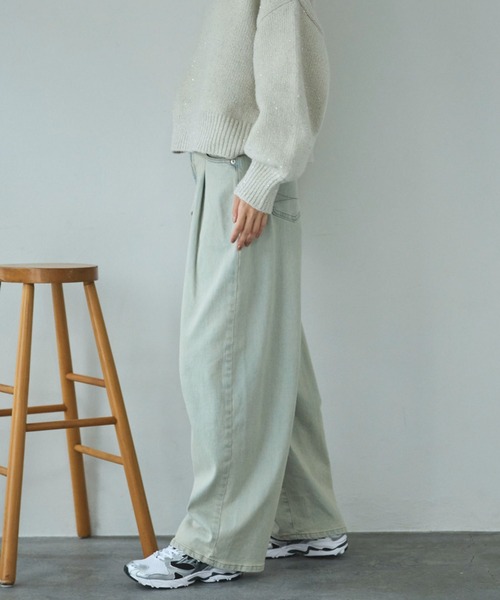 Doux archives（ドゥアルシーヴ）の「HANA TUCK CURVE TAPERED（デニムパンツ・レディース・ピンク/サックスブルー/ブルー・SMALL/MEDIUM）」の18枚目の写真