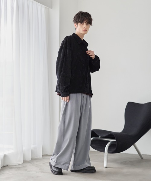 ETELIO（エテリオ）の「シアーベロアルーズシャツ（シャツ/ブラウス・メンズ・ブラック/グレー/ワイン/ブルー・XL/S/M/L）」の12枚目の写真