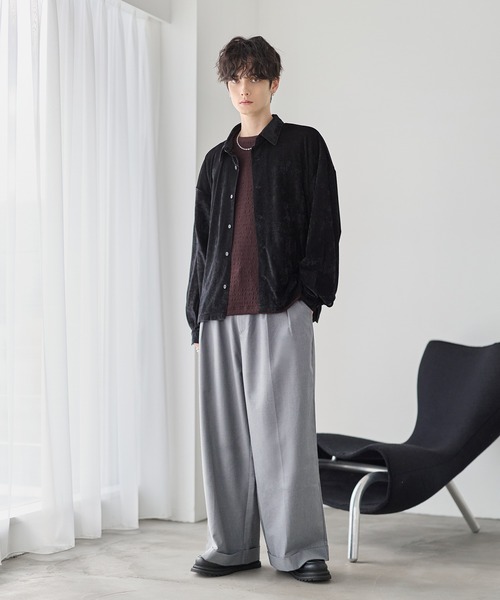 ETELIO（エテリオ）の「シアーベロアルーズシャツ（シャツ/ブラウス・メンズ・ブラック/グレー/ワイン/ブルー・XL/S/M/L）」の13枚目の写真