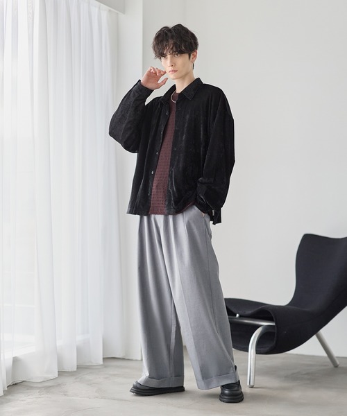 ETELIO（エテリオ）の「シアーベロアルーズシャツ（シャツ/ブラウス・メンズ・ブラック/グレー/ワイン/ブルー・XL/S/M/L）」の14枚目の写真