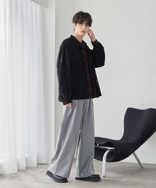 ETELIO（エテリオ）の「シアーベロアルーズシャツ（シャツ/ブラウス・メンズ・ブラック/グレー/ワイン/ブルー・XL/S/M/L）」の15枚目の写真