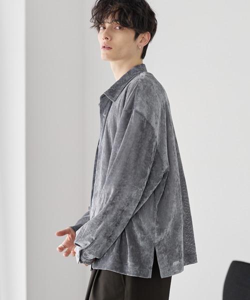 ETELIO（エテリオ）の「シアーベロアルーズシャツ（シャツ/ブラウス・メンズ・ブラック/グレー/ワイン/ブルー・XL/S/M/L）」の20枚目の写真