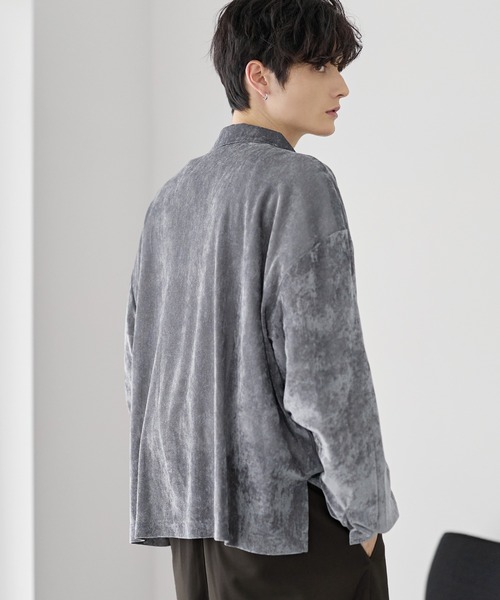 ETELIO（エテリオ）の「シアーベロアルーズシャツ（シャツ/ブラウス・メンズ・ブラック/グレー/ワイン/ブルー・XL/S/M/L）」の22枚目の写真