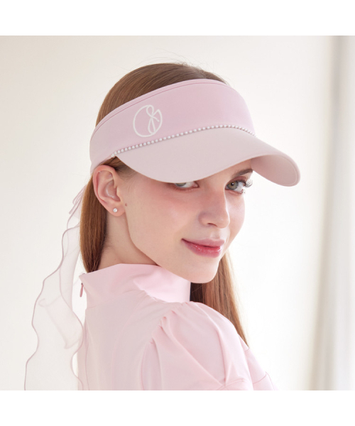 J.JANE(ジェイジェーン)の「パールラインリボンサンキャップ (ピンク)(サンバイザー・レディース・ピンク・FREE)」の1枚目の写真