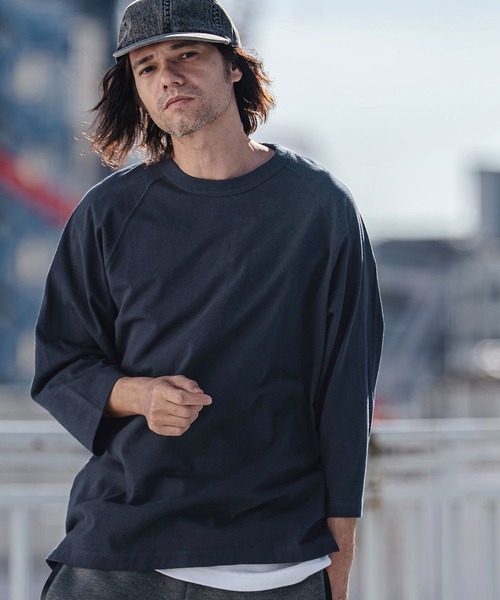 CAMBIO(カンビオ)の「mlt5547- Relax Silhouette Raglan Sleeve Tee 7分袖ラグランTシャツ(AI-261-008)(Tシャツ/カットソー・メンズ・ホワイト/ブラック/ネイビー・S/M/L)」の3枚目の写真