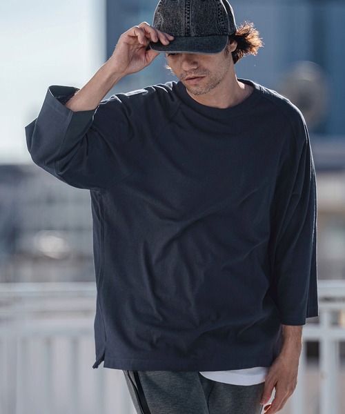 CAMBIO(カンビオ)の「mlt5547- Relax Silhouette Raglan Sleeve Tee 7分袖ラグランTシャツ(AI-261-008)(Tシャツ/カットソー・メンズ・ホワイト/ブラック/ネイビー・S/M/L)」の5枚目の写真