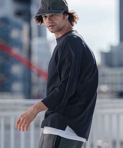 CAMBIO(カンビオ)の「mlt5547- Relax Silhouette Raglan Sleeve Tee 7分袖ラグランTシャツ(AI-261-008)(Tシャツ/カットソー・メンズ・ホワイト/ブラック/ネイビー・S/M/L)」の6枚目の写真