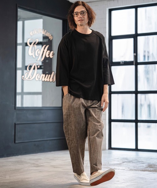 CAMBIO(カンビオ)の「mlt5547- Relax Silhouette Raglan Sleeve Tee 7分袖ラグランTシャツ(AI-261-008)(Tシャツ/カットソー・メンズ・ホワイト/ブラック/ネイビー・S/M/L)」の13枚目の写真