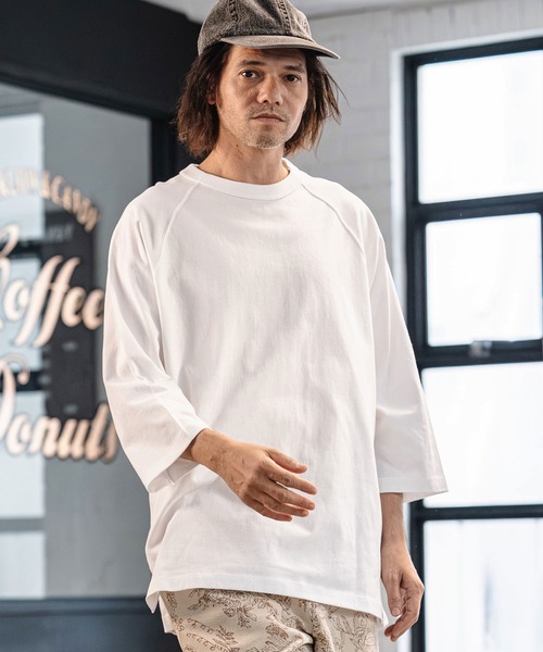 CAMBIO(カンビオ)の「mlt5547- Relax Silhouette Raglan Sleeve Tee 7分袖ラグランTシャツ(AI-261-008)(Tシャツ/カットソー・メンズ・ホワイト/ブラック/ネイビー・S/M/L)」の15枚目の写真