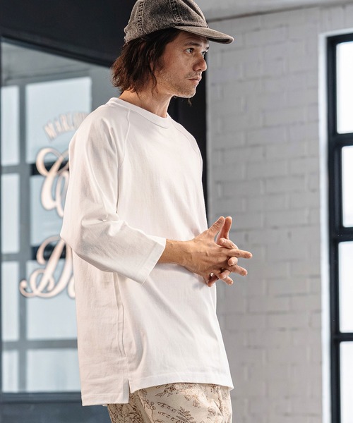 CAMBIO(カンビオ)の「mlt5547- Relax Silhouette Raglan Sleeve Tee 7分袖ラグランTシャツ(AI-261-008)(Tシャツ/カットソー・メンズ・ホワイト/ブラック/ネイビー・S/M/L)」の17枚目の写真