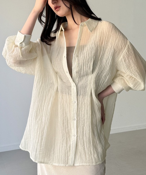 junoah(ジュノア)の「バックレースアップシアーシャツ(シャツ/ブラウス・レディース・ホワイト/アイボリー/ブラック・LARGE/MEDIUM/SMALL)」の4枚目の写真