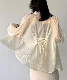 junoah（ジュノア）の「バックレースアップシアーシャツ（シャツ/ブラウス）」