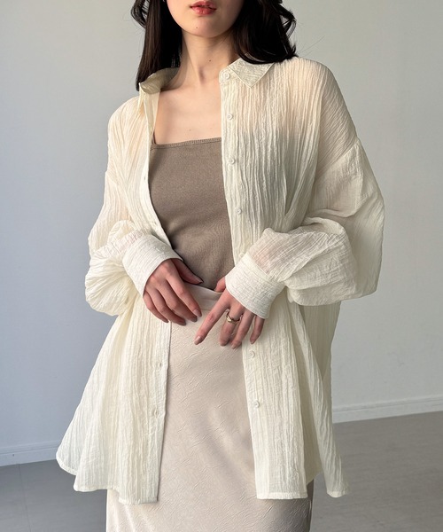 junoah(ジュノア)の「バックレースアップシアーシャツ(シャツ/ブラウス・レディース・ホワイト/アイボリー/ブラック・LARGE/MEDIUM/SMALL)」の7枚目の写真