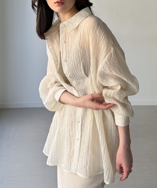 junoah(ジュノア)の「バックレースアップシアーシャツ(シャツ/ブラウス・レディース・ホワイト/アイボリー/ブラック・LARGE/MEDIUM/SMALL)」の9枚目の写真