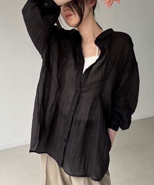 junoah(ジュノア)の「バックレースアップシアーシャツ(シャツ/ブラウス・レディース・ホワイト/アイボリー/ブラック・LARGE/MEDIUM/SMALL)」の10枚目の写真
