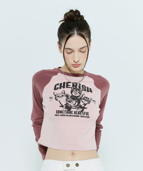 LARTIGENT(ラーティゼン)の「L6 CAT RAGLAN T-SHIRT(PINK)(Tシャツ/カットソー・レディース・その他・FREE)」の2枚目の写真