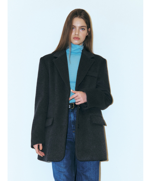 Alpaca Wool Winter Jacket, Charcoal