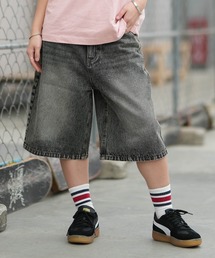 THRASHER/スラッシャー ハーフパンツ レディース オーバーダイ加工デニム ムラサキ限定 262TH2SP089