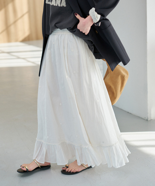 Spick & Span（スピックアンドスパン）の「《一部店舗+WEB限定》ドットエンブロイダリースカート（スカート・レディース・ブラック/ホワイト系その他・38/36）」の13枚目の写真