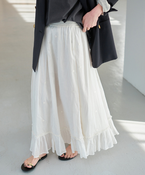 Spick & Span（スピックアンドスパン）の「《一部店舗+WEB限定》ドットエンブロイダリースカート（スカート・レディース・ブラック/ホワイト系その他・38/36）」の14枚目の写真