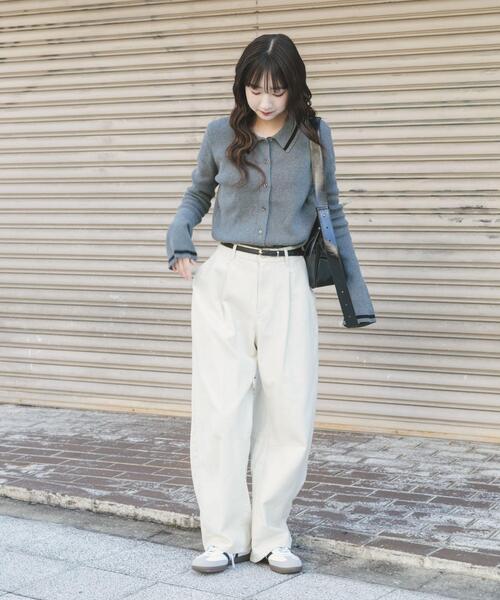 ITEMS URBANRESEARCH(アイテムズ アーバンリサーチ)の「配色ポロニット(ニット/セーター・レディース・ネイビー/グレー/グリーン・FREE)」の7枚目の写真