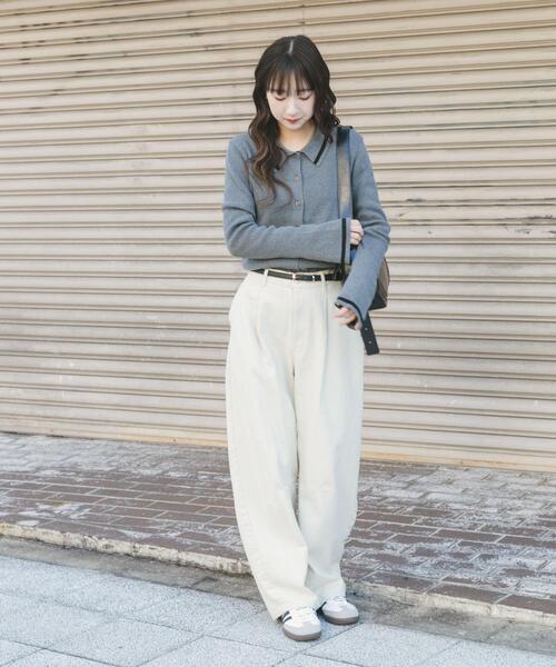 ITEMS URBANRESEARCH(アイテムズ アーバンリサーチ)の「配色ポロニット(ニット/セーター・レディース・ネイビー/グレー/グリーン・FREE)」の8枚目の写真