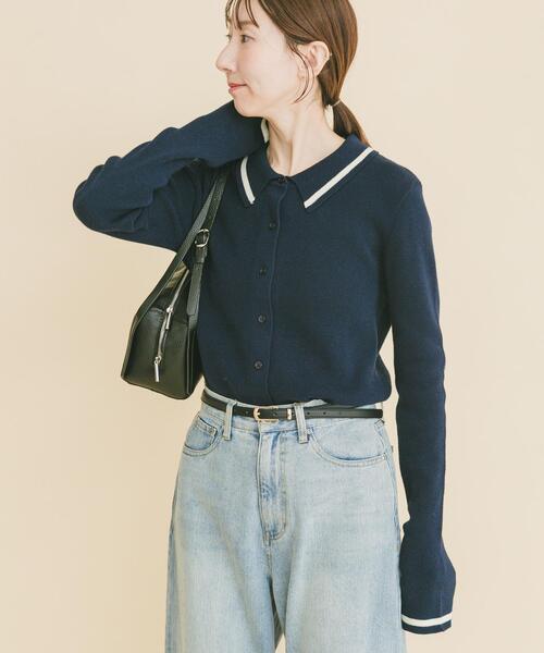 ITEMS URBANRESEARCH(アイテムズ アーバンリサーチ)の「配色ポロニット(ニット/セーター・レディース・ネイビー/グレー/グリーン・FREE)」の16枚目の写真