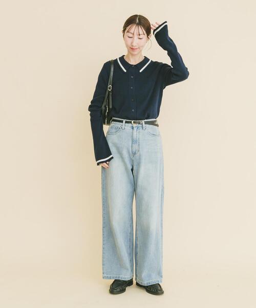 ITEMS URBANRESEARCH(アイテムズ アーバンリサーチ)の「配色ポロニット(ニット/セーター・レディース・ネイビー/グレー/グリーン・FREE)」の17枚目の写真