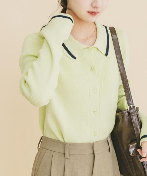 ITEMS URBANRESEARCH(アイテムズ アーバンリサーチ)の「配色ポロニット(ニット/セーター・レディース・ネイビー/グレー/グリーン・FREE)」の22枚目の写真