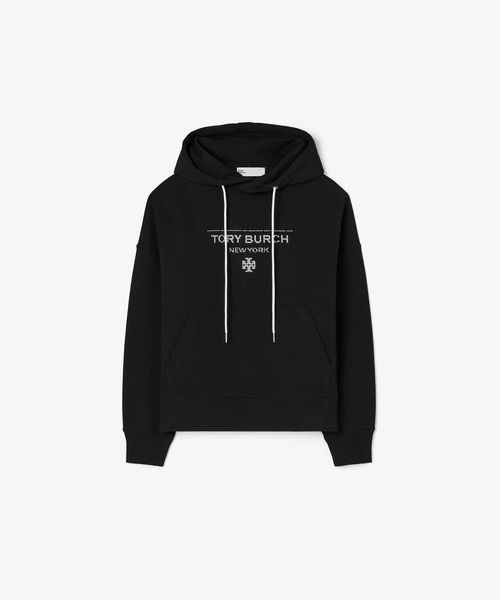 TORY BURCH(トリーバーチ)の「コットン フーディ(スウェット・レディース・グレー/ブラック・M/S/XS)」の4枚目の写真