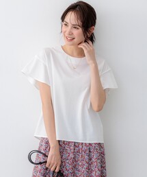 【WEB限定】プレーティング天竺フリルスリーブ Tシャツ