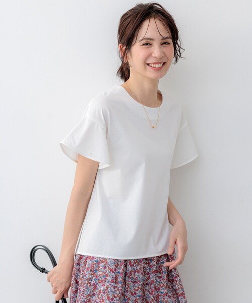 組曲(クミキョク)の「【WEB限定】プレーティング天竺フリルスリーブ Tシャツ(Tシャツ/カットソー・レディース・ブラック系/スカイブルー系/アイボリー系・3/2)」の9枚目の写真