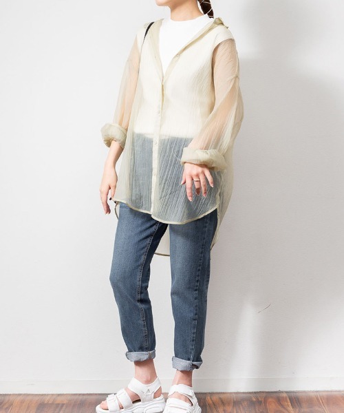 aity(アイティ)の「M-5L バックボタン フレンチスリーブリブカットソー 夏服(Tシャツ/カットソー・レディース・ブラック/ベージュ/オフホワイト・4L~5L/LL~3L/M~L)」の5枚目の写真
