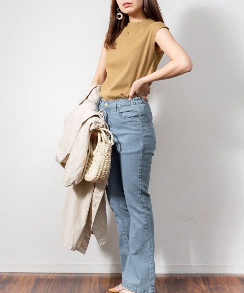 aity(アイティ)の「M-5L バックボタン フレンチスリーブリブカットソー 夏服(Tシャツ/カットソー・レディース・ブラック/ベージュ/オフホワイト・4L~5L/LL~3L/M~L)」の18枚目の写真