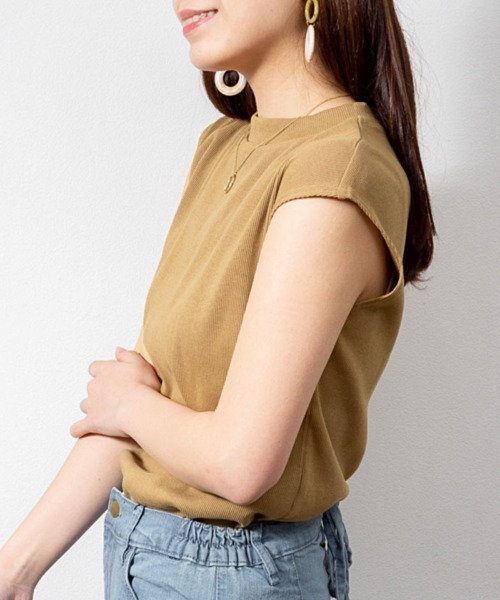 aity(アイティ)の「M-5L バックボタン フレンチスリーブリブカットソー 夏服(Tシャツ/カットソー・レディース・ブラック/ベージュ/オフホワイト・4L~5L/LL~3L/M~L)」の20枚目の写真
