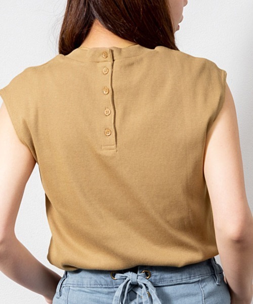 aity(アイティ)の「M-5L バックボタン フレンチスリーブリブカットソー 夏服(Tシャツ/カットソー・レディース・ブラック/ベージュ/オフホワイト・4L~5L/LL~3L/M~L)」の21枚目の写真