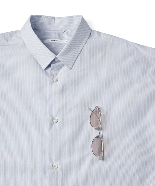 Sandinista(サンディニスタ)の「Gentle Resort Oversized Stripe Shirt / リゾートオーバーサイズストライプシャツ(シャツ/ブラウス・メンズ・グリーン/ブルー・MEDIUM/LARGE)」の3枚目の写真