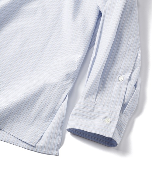 Sandinista(サンディニスタ)の「Gentle Resort Oversized Stripe Shirt / リゾートオーバーサイズストライプシャツ(シャツ/ブラウス・メンズ・グリーン/ブルー・MEDIUM/LARGE)」の4枚目の写真