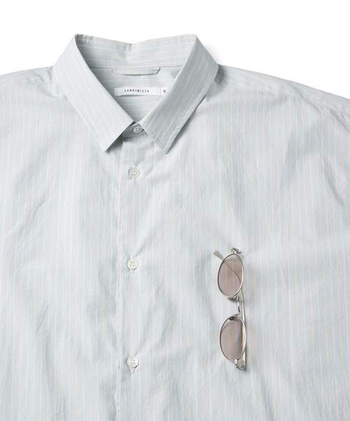 Sandinista(サンディニスタ)の「Gentle Resort Oversized Stripe Shirt / リゾートオーバーサイズストライプシャツ(シャツ/ブラウス・メンズ・グリーン/ブルー・MEDIUM/LARGE)」の5枚目の写真