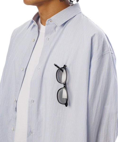 Sandinista(サンディニスタ)の「Gentle Resort Oversized Stripe Shirt / リゾートオーバーサイズストライプシャツ(シャツ/ブラウス・メンズ・グリーン/ブルー・MEDIUM/LARGE)」の10枚目の写真