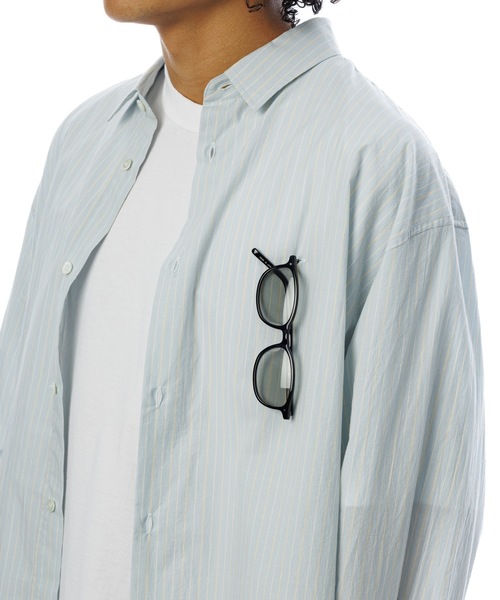 Sandinista(サンディニスタ)の「Gentle Resort Oversized Stripe Shirt / リゾートオーバーサイズストライプシャツ(シャツ/ブラウス・メンズ・グリーン/ブルー・MEDIUM/LARGE)」の14枚目の写真