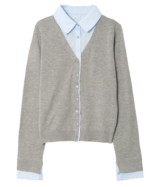 KOBE LETTUCE（コウベレタス）の「シャツレイヤード風ニットカーディガン（カーディガン/ボレロ・レディース・ネイビー/グレー/ピンク・M）」の12枚目の写真