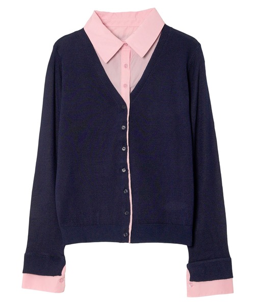 KOBE LETTUCE（コウベレタス）の「シャツレイヤード風ニットカーディガン（カーディガン/ボレロ・レディース・ネイビー/グレー/ピンク・M）」の13枚目の写真