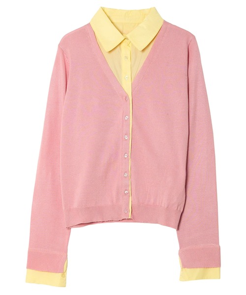 KOBE LETTUCE（コウベレタス）の「シャツレイヤード風ニットカーディガン（カーディガン/ボレロ・レディース・ネイビー/グレー/ピンク・M）」の14枚目の写真