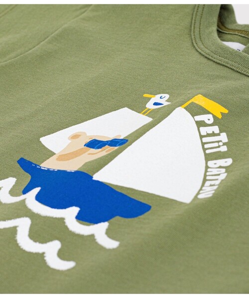 PETIT BATEAU（プチバトー）の「コットンプリント半袖Tシャツ（Tシャツ/カットソー・キッズ・レッド/カーキ/オフホワイト・12MONTH/18MONTH/24MONTH/36MONTH）」の11枚目の写真
