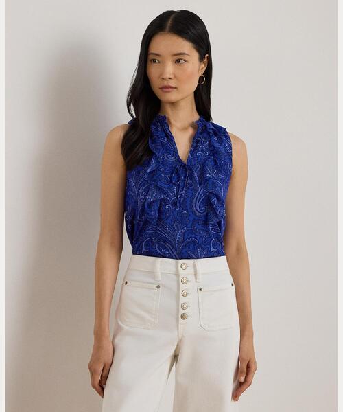 RALPH LAUREN ラルフローレン　ペイズリー　フリル　ブラウス ペイズリー フリルトリム ジョーゼット ブラウス（シャツ/ブラウス