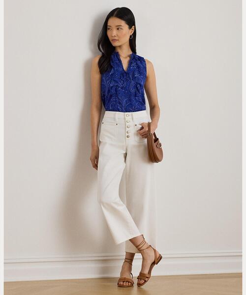 RALPH LAUREN ラルフローレン　ペイズリー　フリル　ブラウス ペイズリー フリルトリム ジョーゼット ブラウス（シャツ/ブラウス